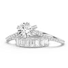 Round Cut Moissanite Ring Set with Matching Stacking Band