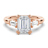 Emerald Cut Moissanite Engagement Ring with Tapered Baguette Side Stones