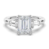 Emerald Cut Moissanite Engagement Ring with Tapered Baguette Side Stones
