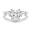 Heart Shaped Moissanite Engagement Ring with Tapered Baguette Side Stones