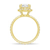 Oval Shaped Micropavé Halo Moissanite Engagement Ring With Eternity Band