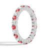 Prong Set Ruby and White Sapphire Eternity Wedding Band