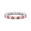 Prong Set Ruby and White Sapphire Eternity Wedding Band