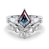 2 CT. Art Deco Unique Kite Cut Alexandrite Engagement Ring Set With Moonstone Accents
