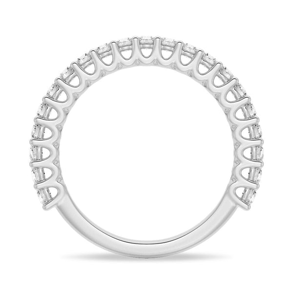 Baguette and Round Cut Moissanite Wedding Bands with French Pave Band Stacking Rings