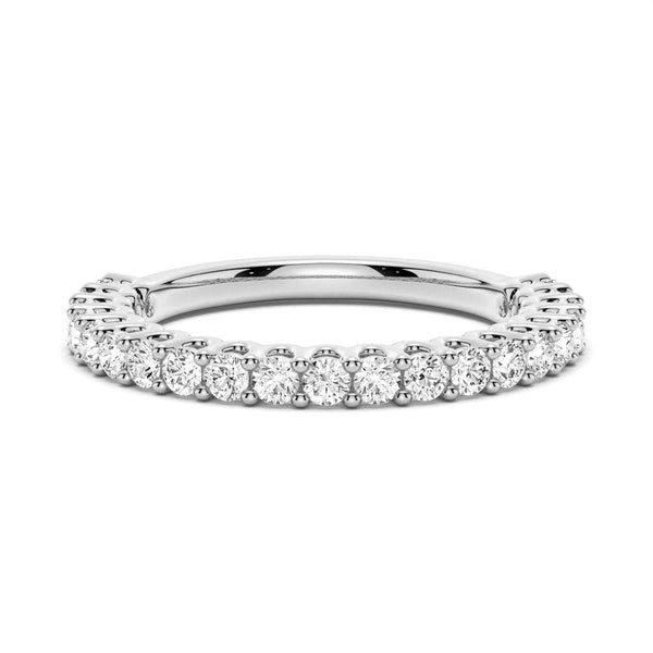 Baguette and Round Cut Moissanite Wedding Bands with French Pave Band Stacking Rings