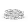 French Pave Round Cut Moissanite Eternity Bands with Simple Beaded Band Stacking Rings