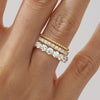 French Pave Round Cut Moissanite Eternity Bands with Simple Beaded Band Stacking Rings