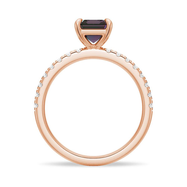 2 CT. Four Prong Emerald Cut Alexandrite Engagement Ring