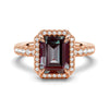 3 CT. Emerald Cut Alexandrite Engagement Ring With Moissanite Halo Pavé