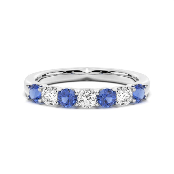 Blue Sapphire and Moissanite Anniversary Band