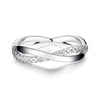 Satin Finish Emerald Cut and Infinity Moissanite Eternity Couple's Ring Set