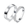Petite Infinity Pave and High Polished Finish Couple's Ring Set