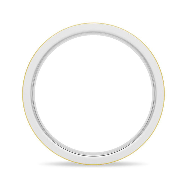 4.2mm Polished Finish Two Tone Wedding Band With Pave Edge