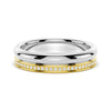 4.2mm Polished Finish Two Tone Wedding Band With Pave Edge