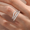 Baguette and Round Cut Moissanite Wedding Bands with French Pave Band Stacking Rings