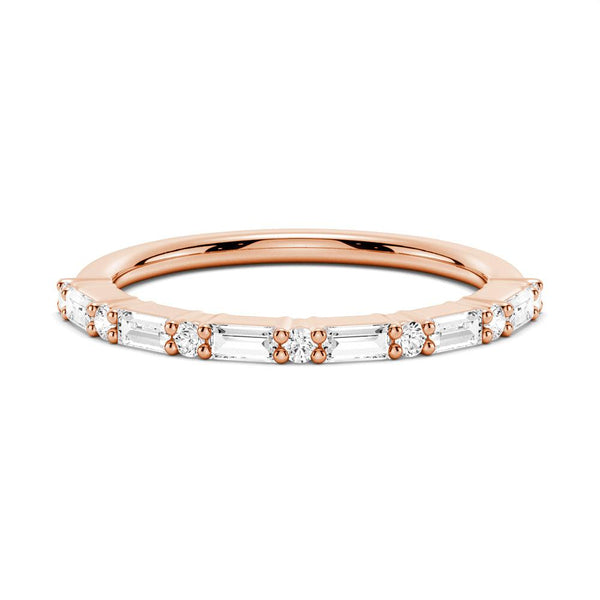 Baguette And Round Prong Moissanite Anniversary Band