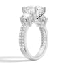 Double Row Pave Three Stone Cushion Cut Moissanite Engagement Ring