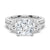 Double Row Pave Three Stone Princess Cut Moissanite Engagement Ring
