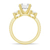 Double Row Pave Three Stone Round Cut Moissanite Engagement Ring