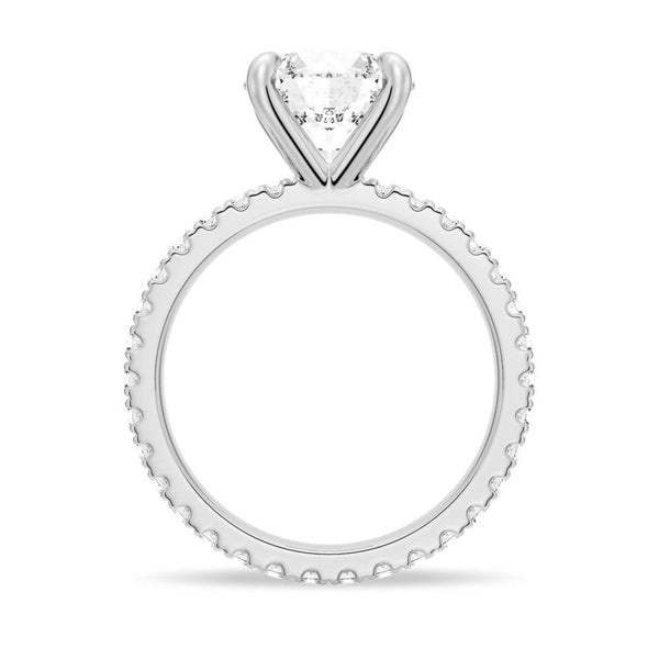 Round Moissanite Engagement Ring With Eternity Pave Band