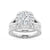 Halo Cushion Cut Split Shank Moissanite Ring Set with Matching Wedding Band