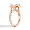 Emerald Cut Split Shank Moissanite Halo Engagement Ring