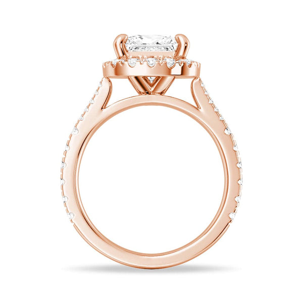 Princess Cut Split Shank Moissanite Halo Engagement Ring