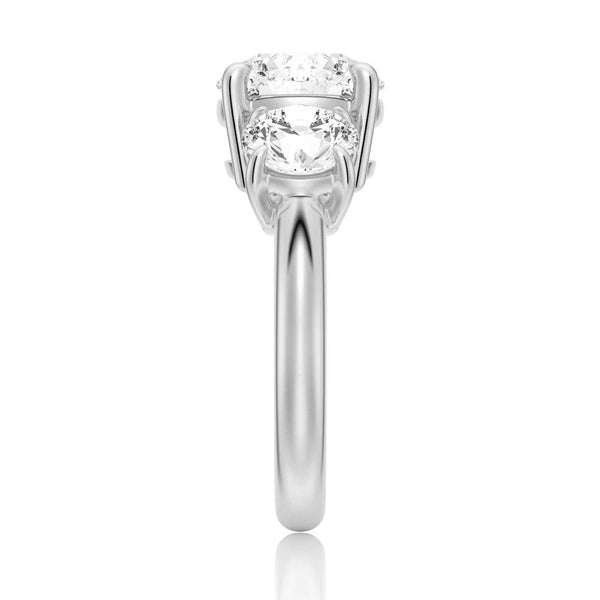 Round Cut Three Stone Moissanite Engagement Ring