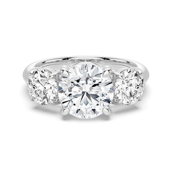 Round Cut Three Stone Moissanite Engagement Ring