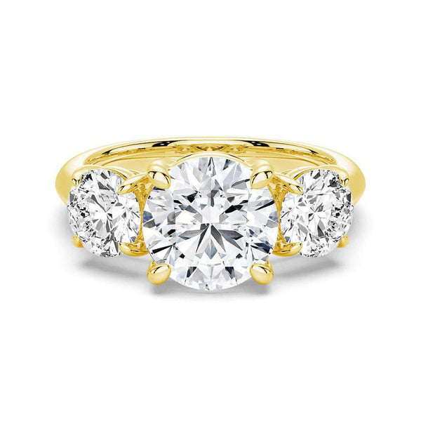 Round Cut Three Stone Moissanite Engagement Ring