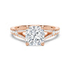 Cushion Cut Split Shank Moissanite Ring Set with Matching Wedding Band