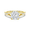 Cushion Cut Split Shank Moissanite Ring Set with Matching Wedding Band