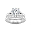 Cushion Cut Split Shank Moissanite Ring Set with Matching Wedding Band