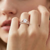 Cushion Cut Split Shank Moissanite Ring Set with Matching Wedding Band