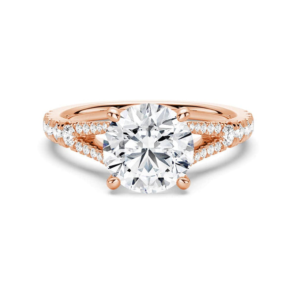Round Cut Split Shank Moissanite Engagement Ring
