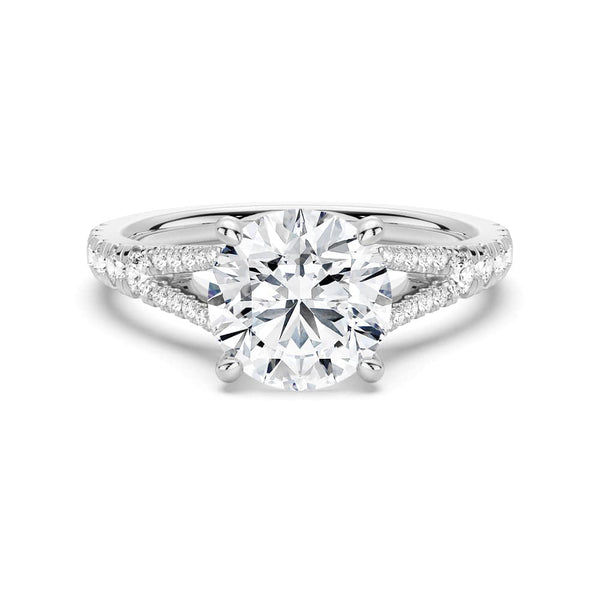 Round Cut Split Shank Moissanite Engagement Ring