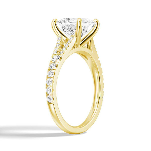 Princess Cut Split Shank Moissanite Engagement Ring