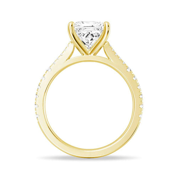 Princess Cut Split Shank Moissanite Engagement Ring