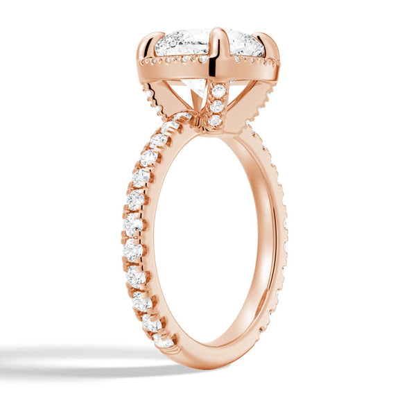 Half Eternity Cushion Cut Moissanite Halo Engagement Ring