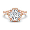 Half Eternity Cushion Cut Moissanite Halo Engagement Ring