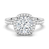 Half Eternity Cushion Cut Moissanite Halo Engagement Ring