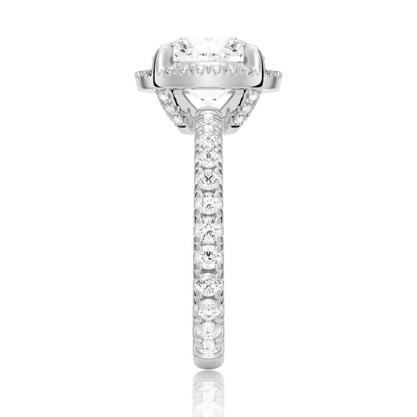 Half Eternity Round Cut Moissanite Halo Engagement Ring