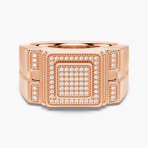 12mm Moissanite Micro Pave Square Stepped Men's Wedding Ring