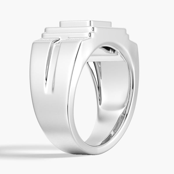 12mm Moissanite Micro Pave Square Stepped Men's Wedding Ring