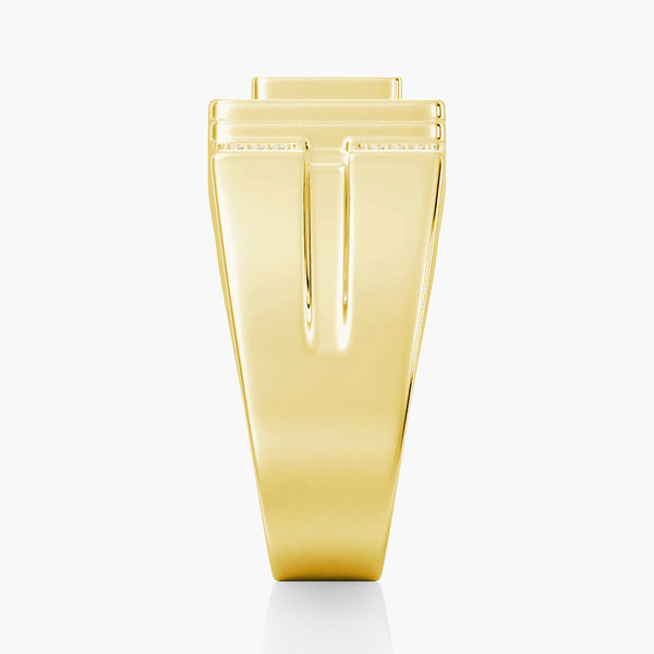 12mm Moissanite Micro Pave Square Stepped Men's Wedding Ring