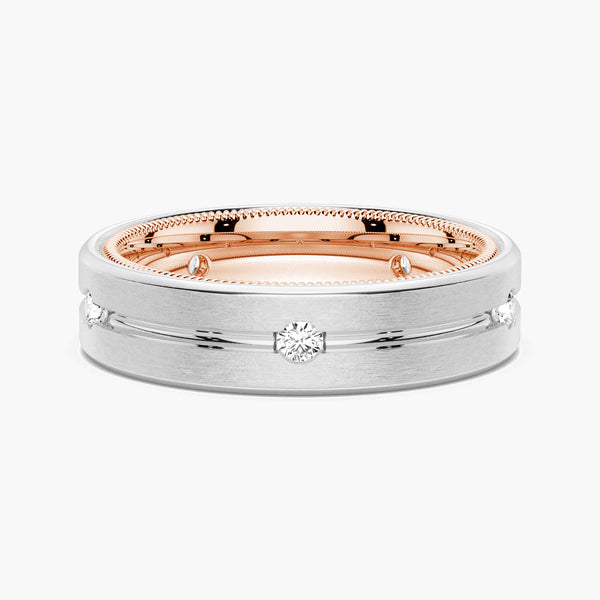 7.5mm Two Tone Matte Finish Moissanite Men's Wedding Band