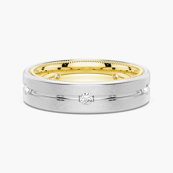 7.5mm Two Tone Matte Finish Moissanite Men's Wedding Band