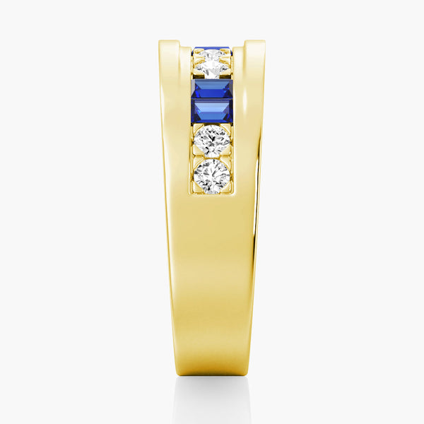 7.5mm Sapphire And Moissanite Men's Wedding Band