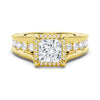 Milgrain Vintage Princess Cut & Round Moissanite Engagement Ring